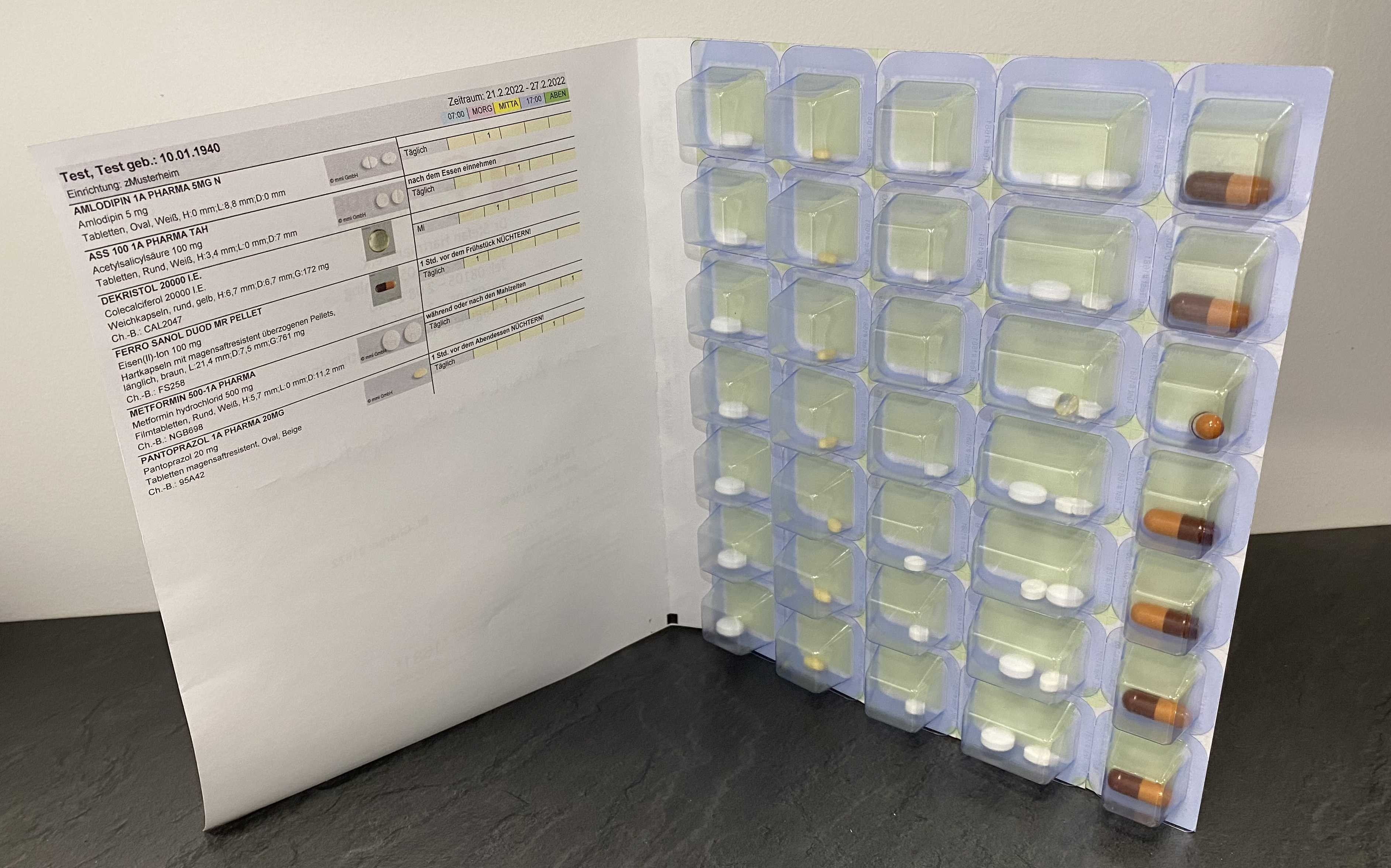 Patientenindividuell verpackter Wochenblister
